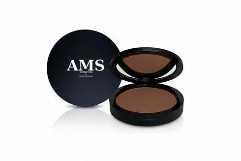 AMS Bronzer Chocolat - Hero Shot Compact Noir Luxe Fond Blanc