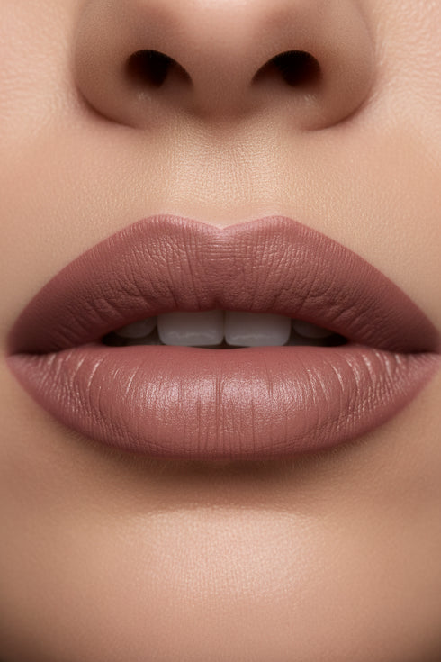 Dusty Rose Matte Lip – Editorial Close-up
