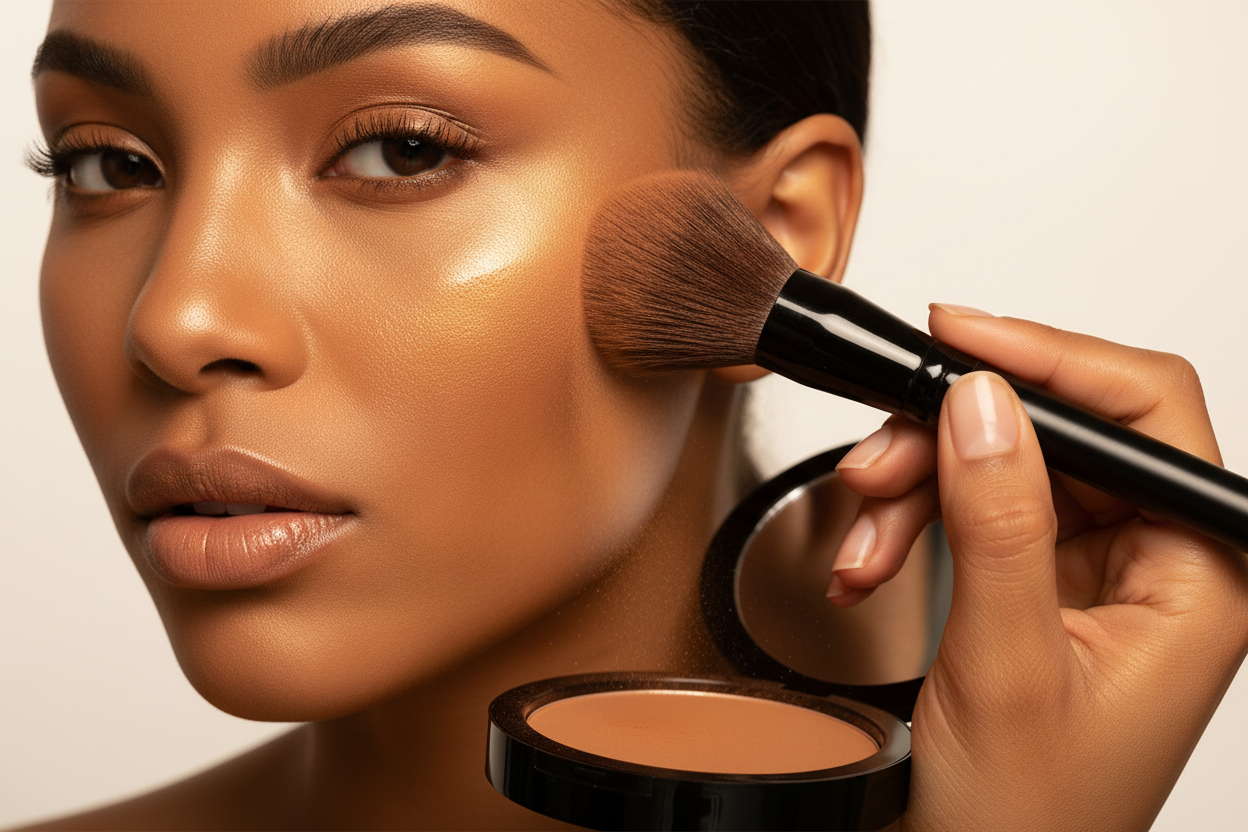 AMS Bronzer Caramel - Application Pinceau Teint Hâlé Doré