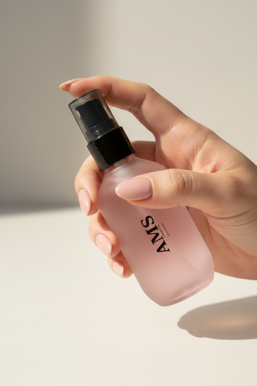 AMS Cosmetics – Hand Holding Bottle