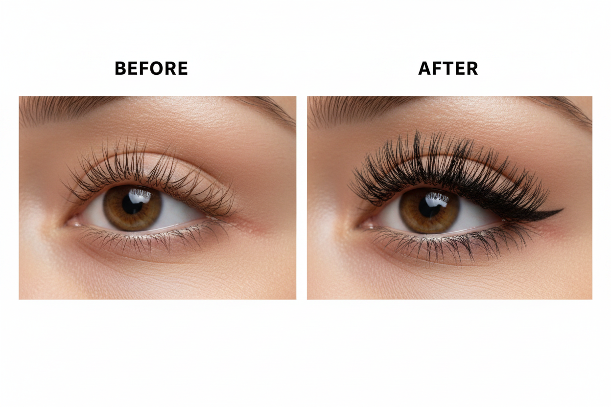 AMS Cosmetics Mascara - Before & After