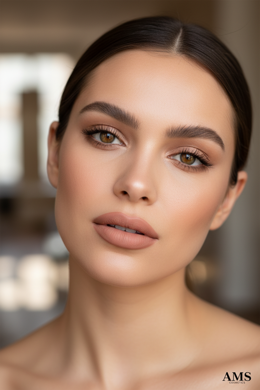 AMS Cosmetics – Model Editorial avec produit référence