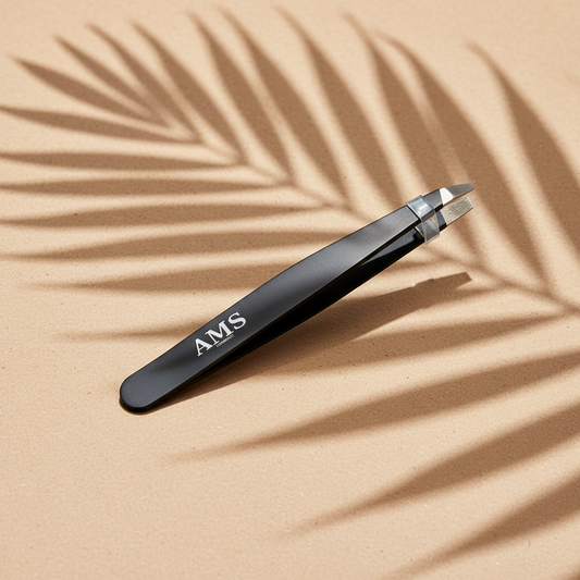 AMS Cosmetics Tweezers – Fond Beige Chaud Ombres Palmier
