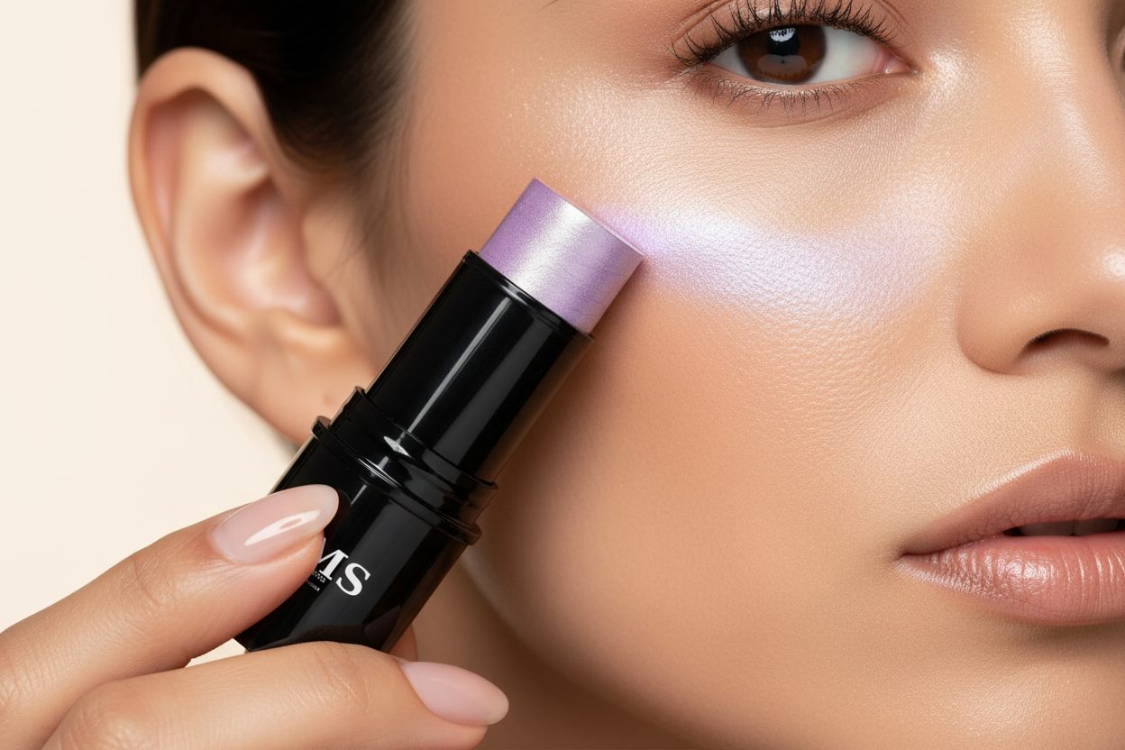 AMS Highlighter Stick Lavande Perlée - Application Pommettes Glow Lavande Iridescent Éthéré