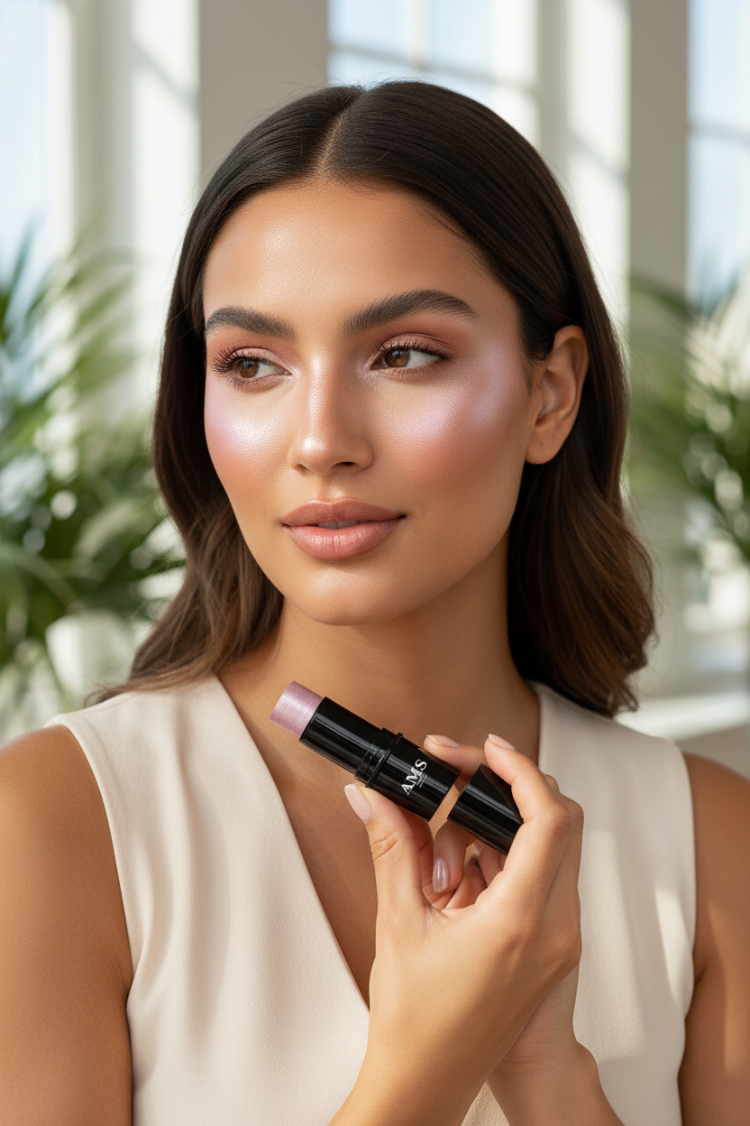 AMS Highlighter Stick Rose Perlé - Lifestyle Naturel Daylight Peau Lumineuse Rose Nacré