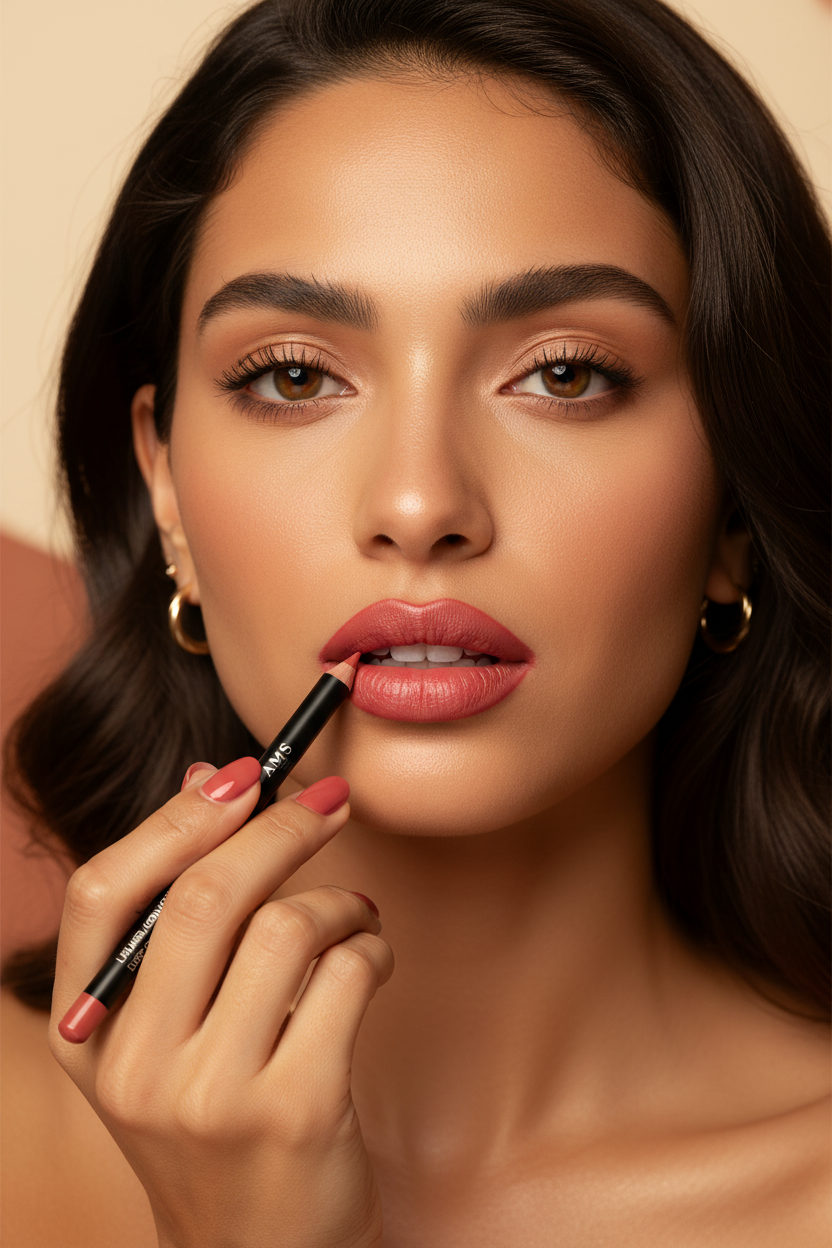 AMS Lipliner Deep Coral - Mannequin Application