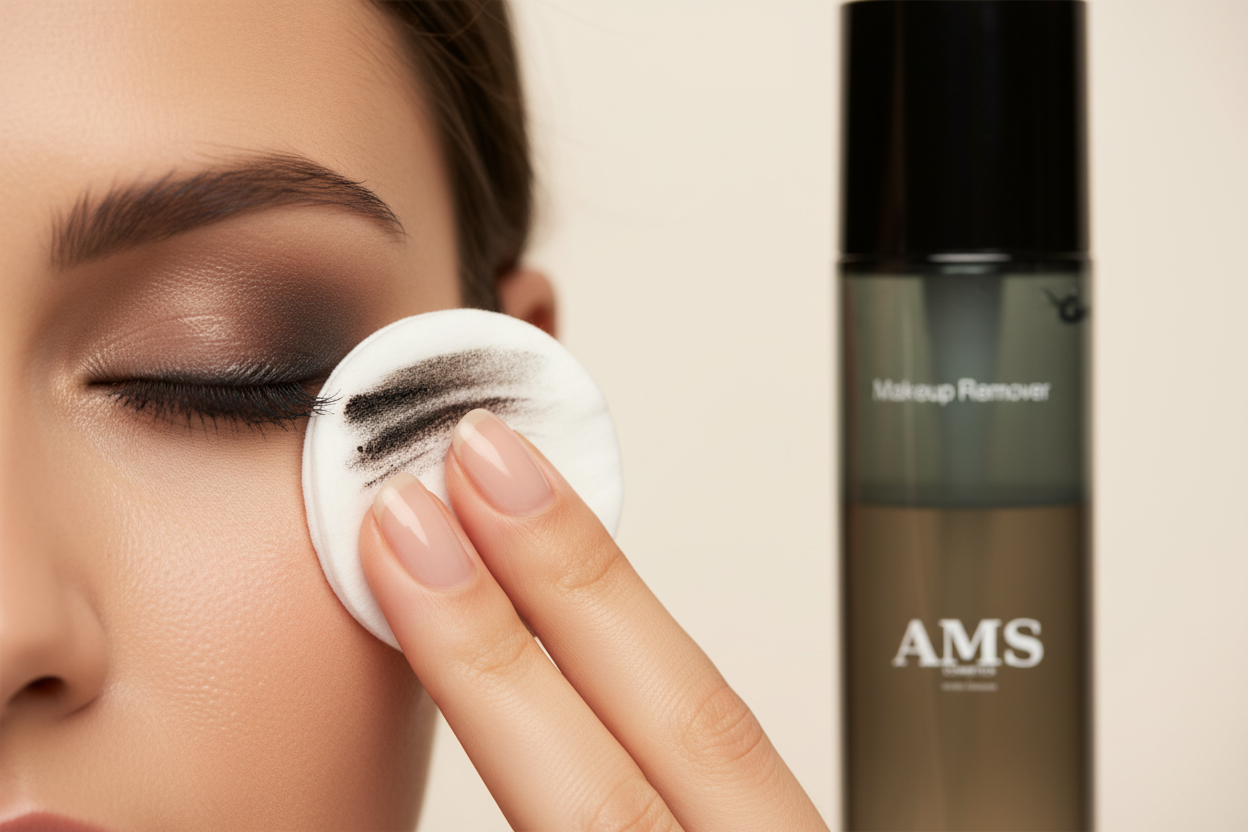 AMS Makeup Remover - Macro Gros Plan Démaquillage Yeux Mascara Fard Dissous Peau Délicate