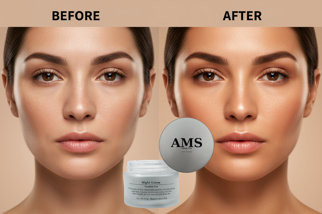 AMS Night Crème – Avant/Après avec Produit
