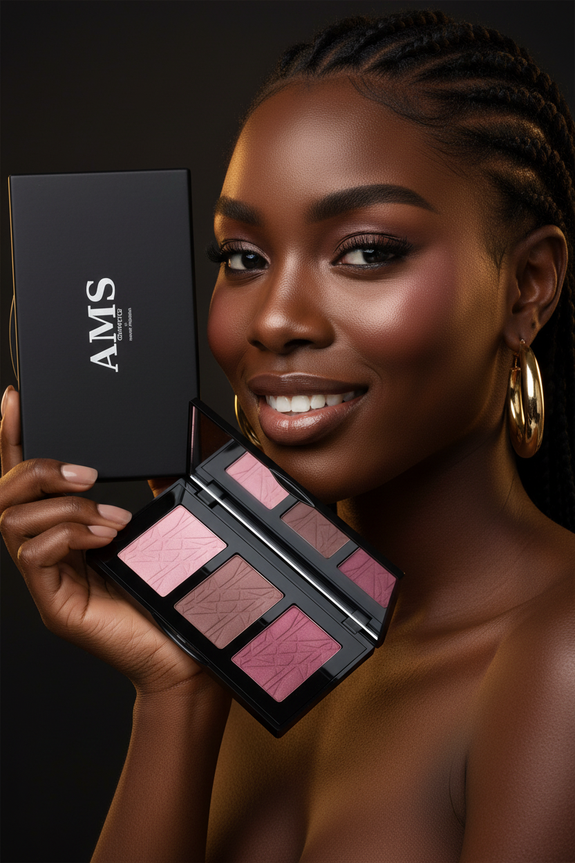 AMS Palette Rose Mauve - Mannequin Peau Ébène Sans Pinceau