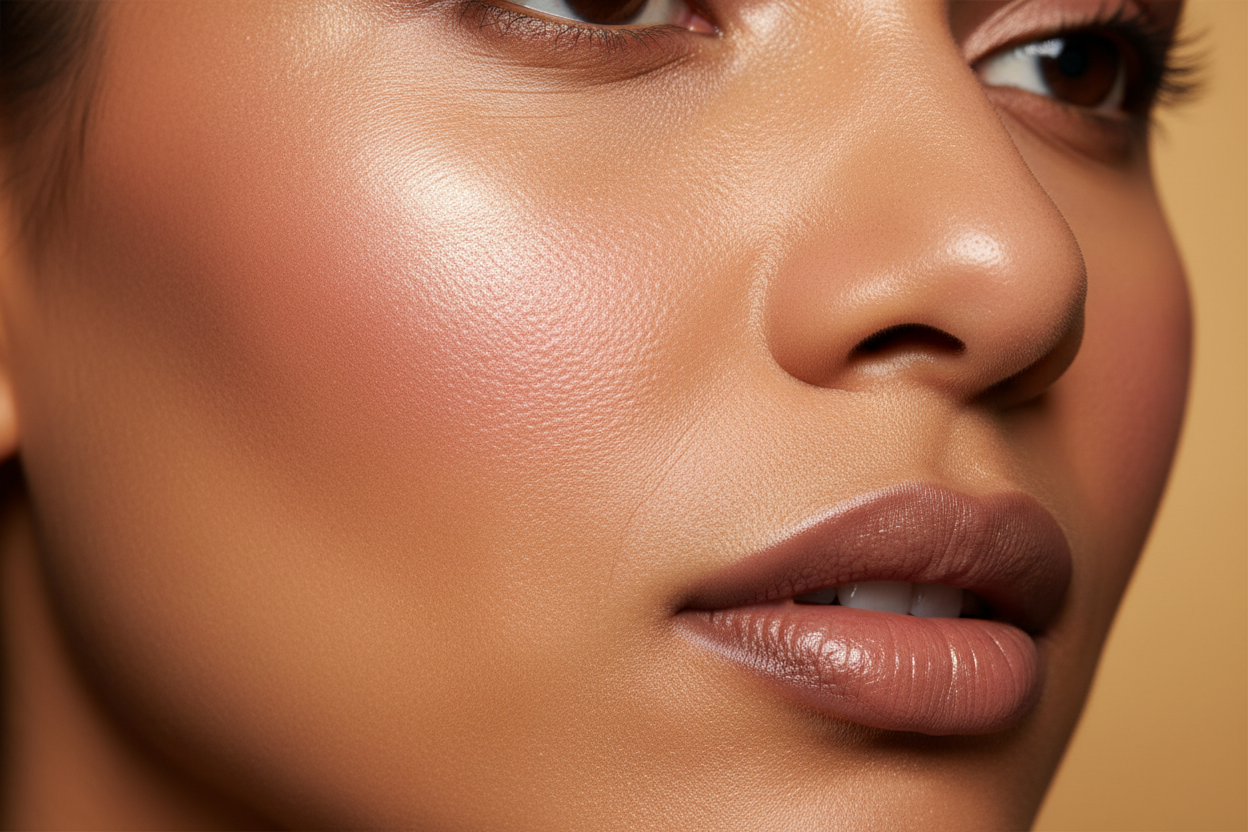 AMS Palette Rose Mauve - Zoom Joues Peau Caramel