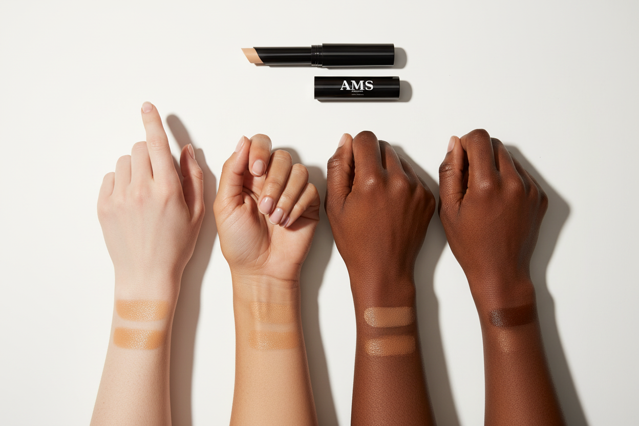 AMS Stick Concealer Beige Sable - Swatches Diversité 4 Carnations