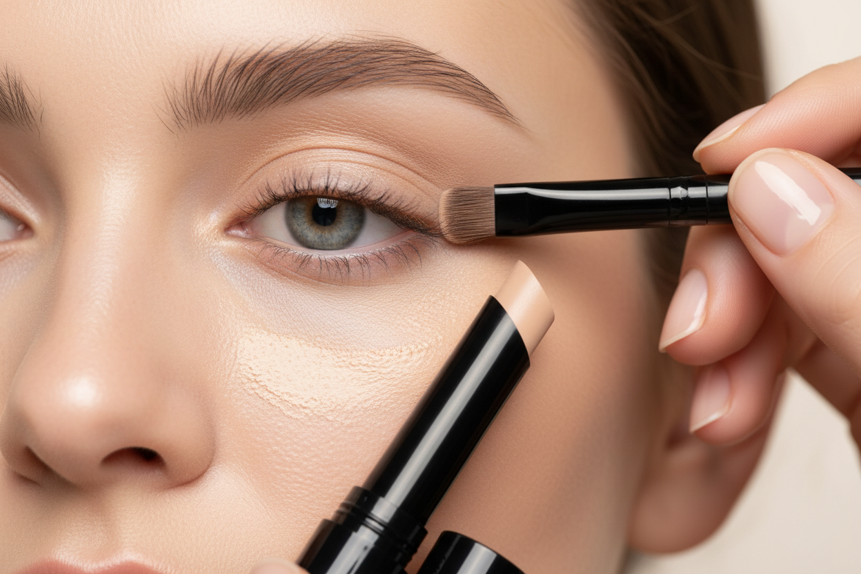 AMS Stick Concealer Porcelaine - Application Pinceau Sous les Yeux