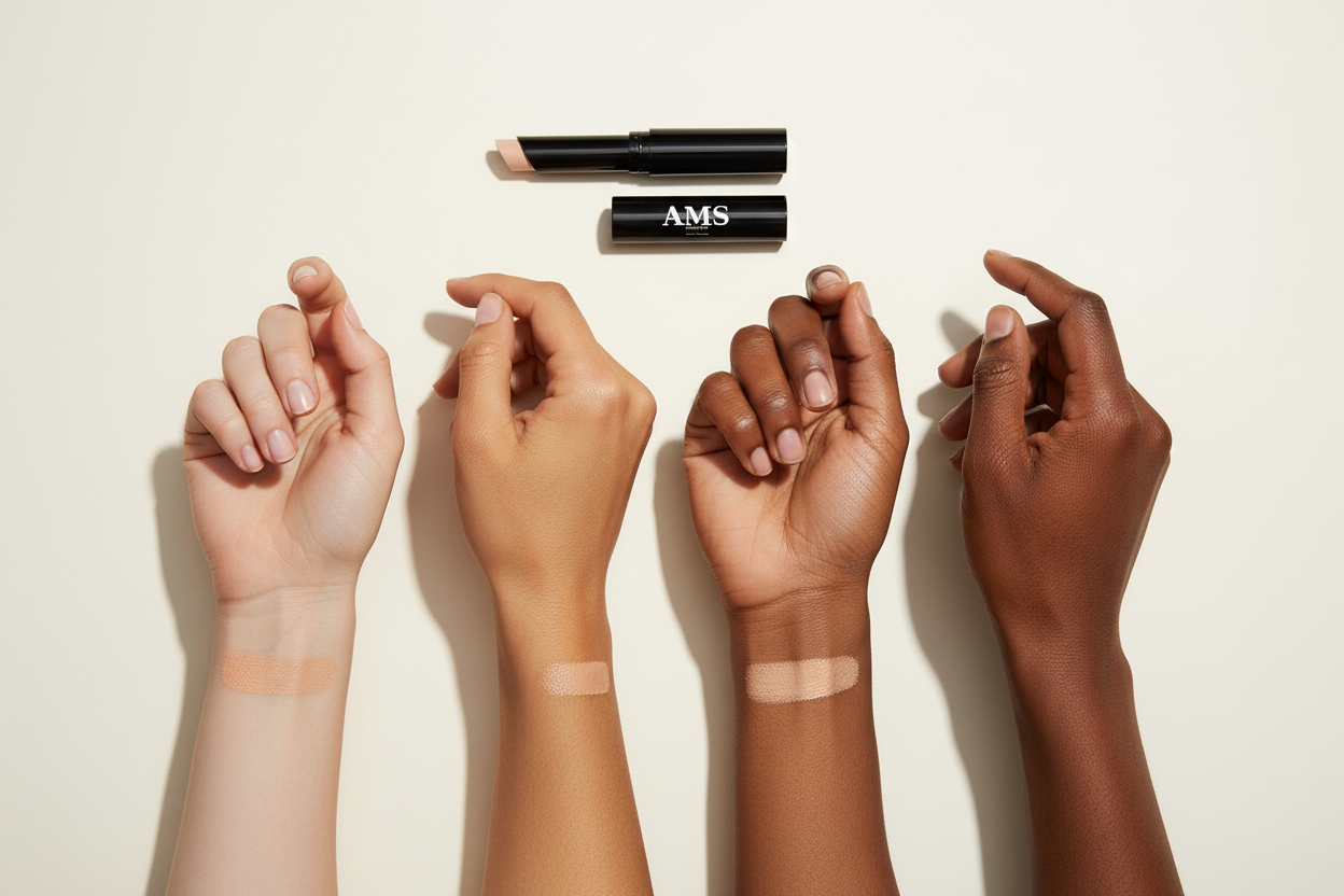 AMS Stick Concealer Porcelaine - Swatches Diversité 4 Carnations