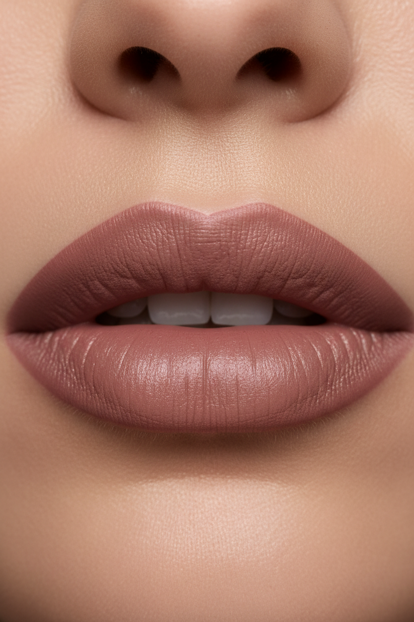 Dusty Rose Matte Lip – Editorial Close-up